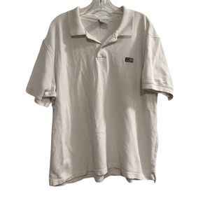 Old Navy Men's XL Ivory Polo Shirt American Flag‎ Logo Short Sleeve
